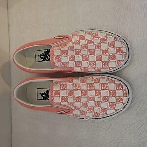 Vans | Women's Pink White Checkerboard Classic Slip-On Sneakers Sz 5